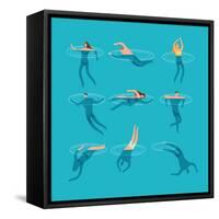 Swimming and Diving People in Swimming Pool-MicroOne-Framed Stretched Canvas