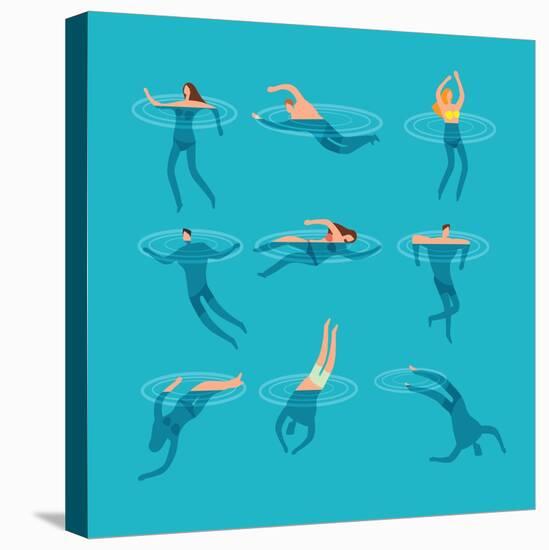 Swimming and Diving People in Swimming Pool-MicroOne-Stretched Canvas