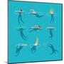 Swimming and Diving People in Swimming Pool-MicroOne-Mounted Art Print