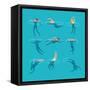 Swimming and Diving People in Swimming Pool-MicroOne-Framed Stretched Canvas