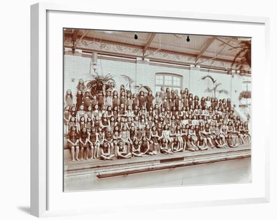 Swimming Class, Lavender Hill Girls School, Bermondsey, London, 1906-null-Framed Photographic Print