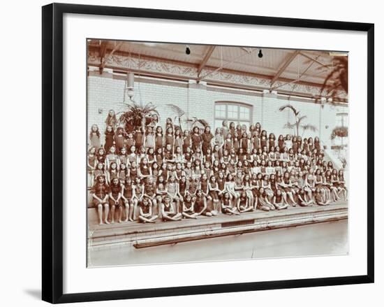 Swimming Class, Lavender Hill Girls School, Bermondsey, London, 1906-null-Framed Photographic Print