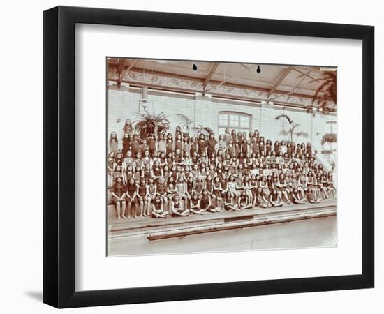 Swimming Class, Lavender Hill Girls School, Bermondsey, London, 1906-null-Framed Photographic Print