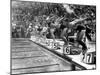 Swimming Competition at Berlin Olympic Games in 1936 : Here Swimmers Diving in Swimmming Pool-null-Mounted Photo