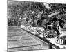 Swimming Competition at Berlin Olympic Games in 1936 : Here Swimmers Diving in Swimmming Pool-null-Mounted Photo