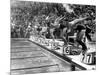 Swimming Competition at Berlin Olympic Games in 1936 : Here Swimmers Diving in Swimmming Pool-null-Mounted Photo