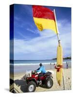 Swimming Flag and Patrolling Lifeguard at Bondi Beach, Sydney, New South Wales, Australia-Robert Francis-Stretched Canvas