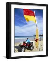 Swimming Flag and Patrolling Lifeguard at Bondi Beach, Sydney, New South Wales, Australia-Robert Francis-Framed Photographic Print