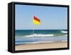 Swimming Flag for Satefy at Surfers Paradise Beach, Gold Coast, Queensland, Australia, Pacific-Matthew Williams-Ellis-Framed Stretched Canvas