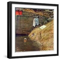 "Swimming Hole", August 11,1945-Norman Rockwell-Framed Giclee Print