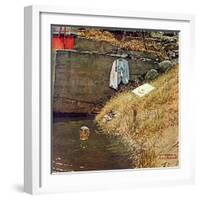 "Swimming Hole", August 11,1945-Norman Rockwell-Framed Giclee Print