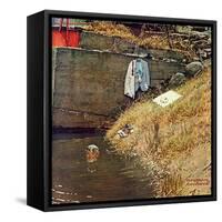 "Swimming Hole", August 11,1945-Norman Rockwell-Framed Stretched Canvas