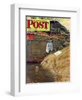 "Swimming Hole" Saturday Evening Post Cover, August 11,1945-Norman Rockwell-Framed Giclee Print