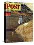 "Swimming Hole" Saturday Evening Post Cover, August 11,1945-Norman Rockwell-Stretched Canvas