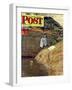 "Swimming Hole" Saturday Evening Post Cover, August 11,1945-Norman Rockwell-Framed Giclee Print