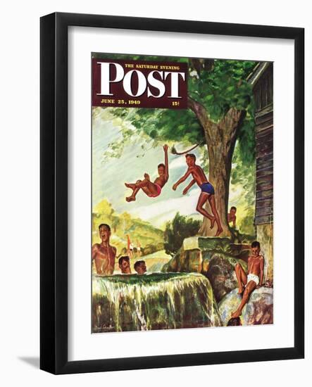 "Swimming Hole" Saturday Evening Post Cover, June 25, 1949-Mead Schaeffer-Framed Giclee Print