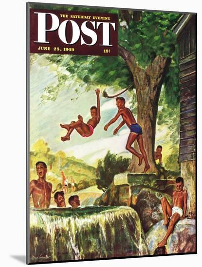 "Swimming Hole" Saturday Evening Post Cover, June 25, 1949-Mead Schaeffer-Mounted Giclee Print