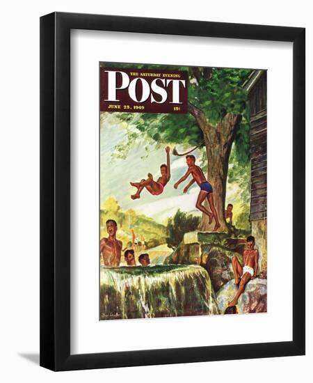 "Swimming Hole" Saturday Evening Post Cover, June 25, 1949-Mead Schaeffer-Framed Premium Giclee Print