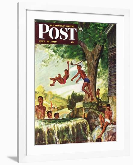 "Swimming Hole" Saturday Evening Post Cover, June 25, 1949-Mead Schaeffer-Framed Giclee Print