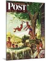 "Swimming Hole" Saturday Evening Post Cover, June 25, 1949-Mead Schaeffer-Mounted Giclee Print