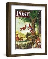 "Swimming Hole" Saturday Evening Post Cover, June 25, 1949-Mead Schaeffer-Framed Giclee Print