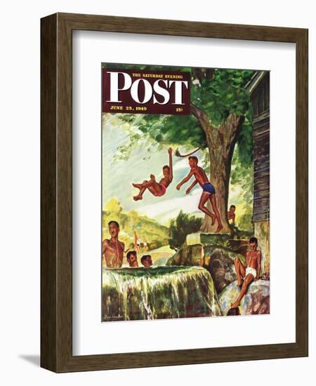 "Swimming Hole" Saturday Evening Post Cover, June 25, 1949-Mead Schaeffer-Framed Giclee Print