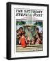 "Swimming in Fountain," Saturday Evening Post Cover, July 24, 1926-Elbert Mcgran Jackson-Framed Giclee Print