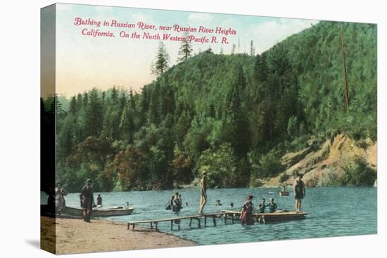 Swimming Near the Dock on the Russian River - Russian River Heights, CA-Lantern Press-Stretched Canvas