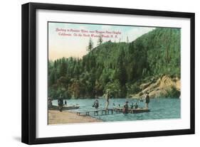 Swimming Near the Dock on the Russian River - Russian River Heights, CA-Lantern Press-Framed Art Print