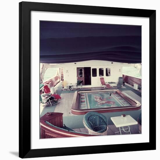 Swimming Pool and Mosaic on the Ship 'Christina O' Owned by Shipping Magnate Aristotle Onassis-Dmitri Kessel-Framed Photographic Print