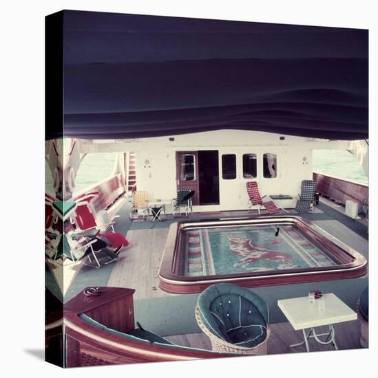 Swimming Pool and Mosaic on the Ship 'Christina O' Owned by Shipping Magnate Aristotle Onassis-Dmitri Kessel-Stretched Canvas