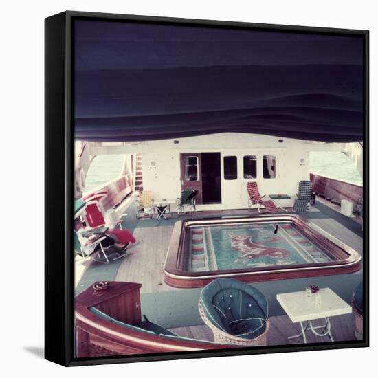 Swimming Pool and Mosaic on the Ship 'Christina O' Owned by Shipping Magnate Aristotle Onassis-Dmitri Kessel-Framed Stretched Canvas