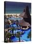 Swimming Pool and Palapas, Cabo San Lucas, Mexico-Walter Bibikow-Stretched Canvas