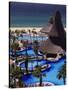 Swimming Pool and Palapas, Cabo San Lucas, Mexico-Walter Bibikow-Stretched Canvas