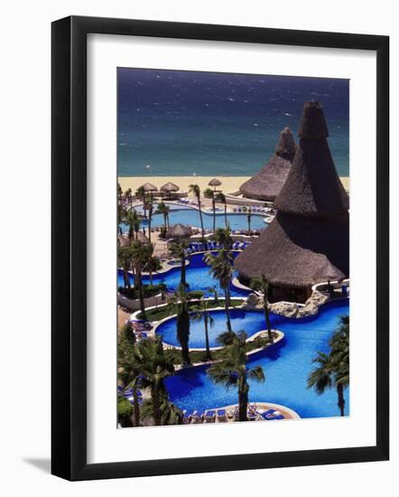 Swimming Pool and Palapas, Cabo San Lucas, Mexico-Walter Bibikow-Framed Photographic Print