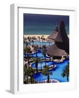 Swimming Pool and Palapas, Cabo San Lucas, Mexico-Walter Bibikow-Framed Photographic Print