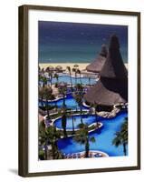 Swimming Pool and Palapas, Cabo San Lucas, Mexico-Walter Bibikow-Framed Photographic Print