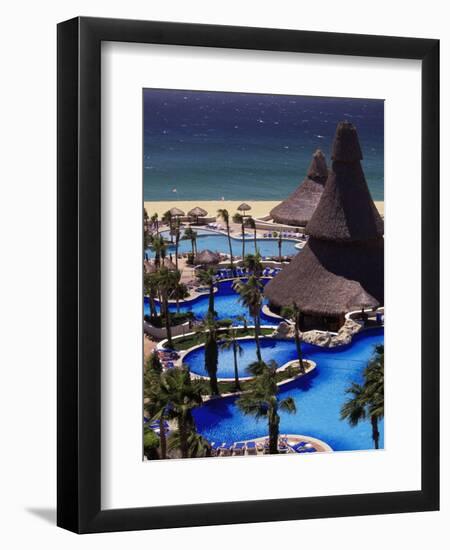 Swimming Pool and Palapas, Cabo San Lucas, Mexico-Walter Bibikow-Framed Photographic Print