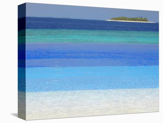 Swimming Pool and Tropical Island, Maldives, Indian Ocean, Asia-Sakis Papadopoulos-Stretched Canvas