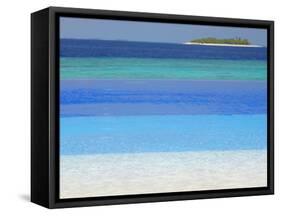 Swimming Pool and Tropical Island, Maldives, Indian Ocean, Asia-Sakis Papadopoulos-Framed Stretched Canvas