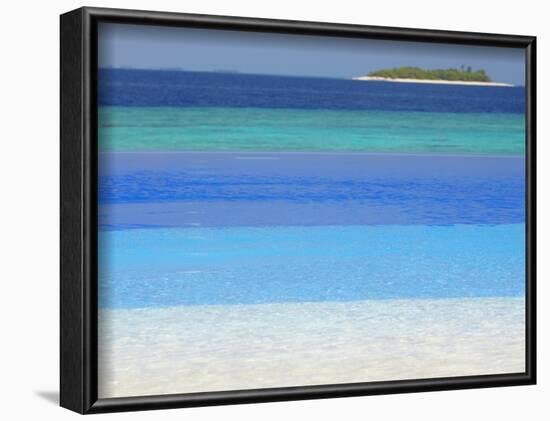 Swimming Pool and Tropical Island, Maldives, Indian Ocean, Asia-Sakis Papadopoulos-Framed Photographic Print