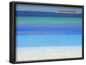 Swimming Pool and Tropical Island, Maldives, Indian Ocean, Asia-Sakis Papadopoulos-Framed Photographic Print