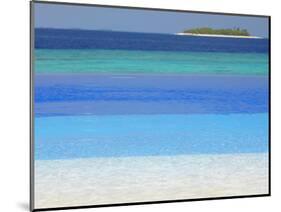 Swimming Pool and Tropical Island, Maldives, Indian Ocean, Asia-Sakis Papadopoulos-Mounted Photographic Print