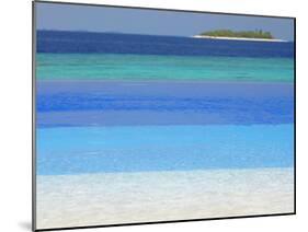 Swimming Pool and Tropical Island, Maldives, Indian Ocean, Asia-Sakis Papadopoulos-Mounted Photographic Print