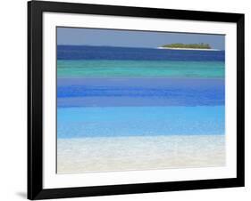 Swimming Pool and Tropical Island, Maldives, Indian Ocean, Asia-Sakis Papadopoulos-Framed Photographic Print