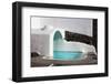 Swimming Pool at Santorini Island Greece-Netfalls-Framed Photographic Print