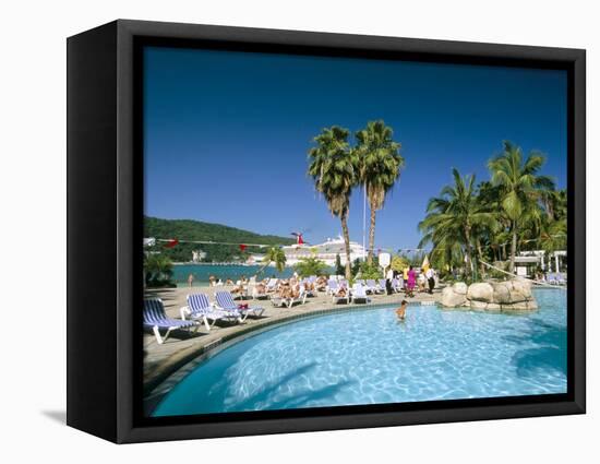 Swimming Pool, Jamaica Grande Hotel, Ocho Rios, Jamaica, West Indies, Central America-Sergio Pitamitz-Framed Stretched Canvas
