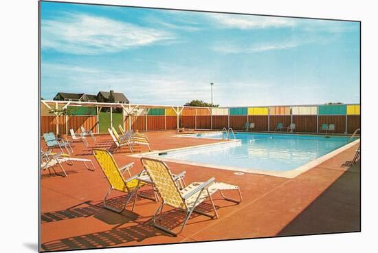 Swimming Pool with Deck Chairs-null-Mounted Art Print