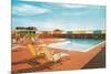 Swimming Pool with Deck Chairs-null-Mounted Art Print