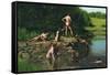 Swimming-Thomas Cowperthwait Eakins-Framed Stretched Canvas